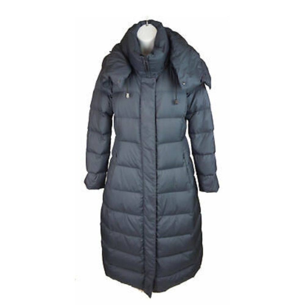 Aspesi Pan Brioche Navy Blue Down Quilted Puffer Long Coat Size S